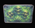 Green Skull Flames Gothic Storage Tin - Metal Rectangle Tin