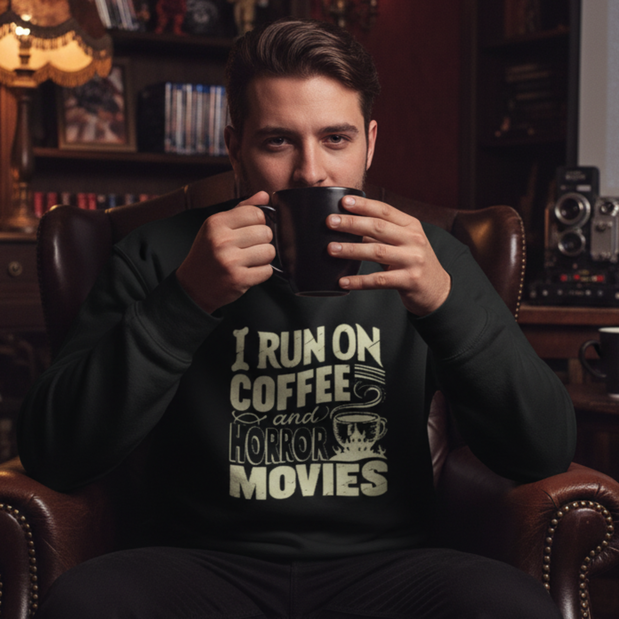 I Run On Coffee and Horror Movies Sweatshirt Lifestyle