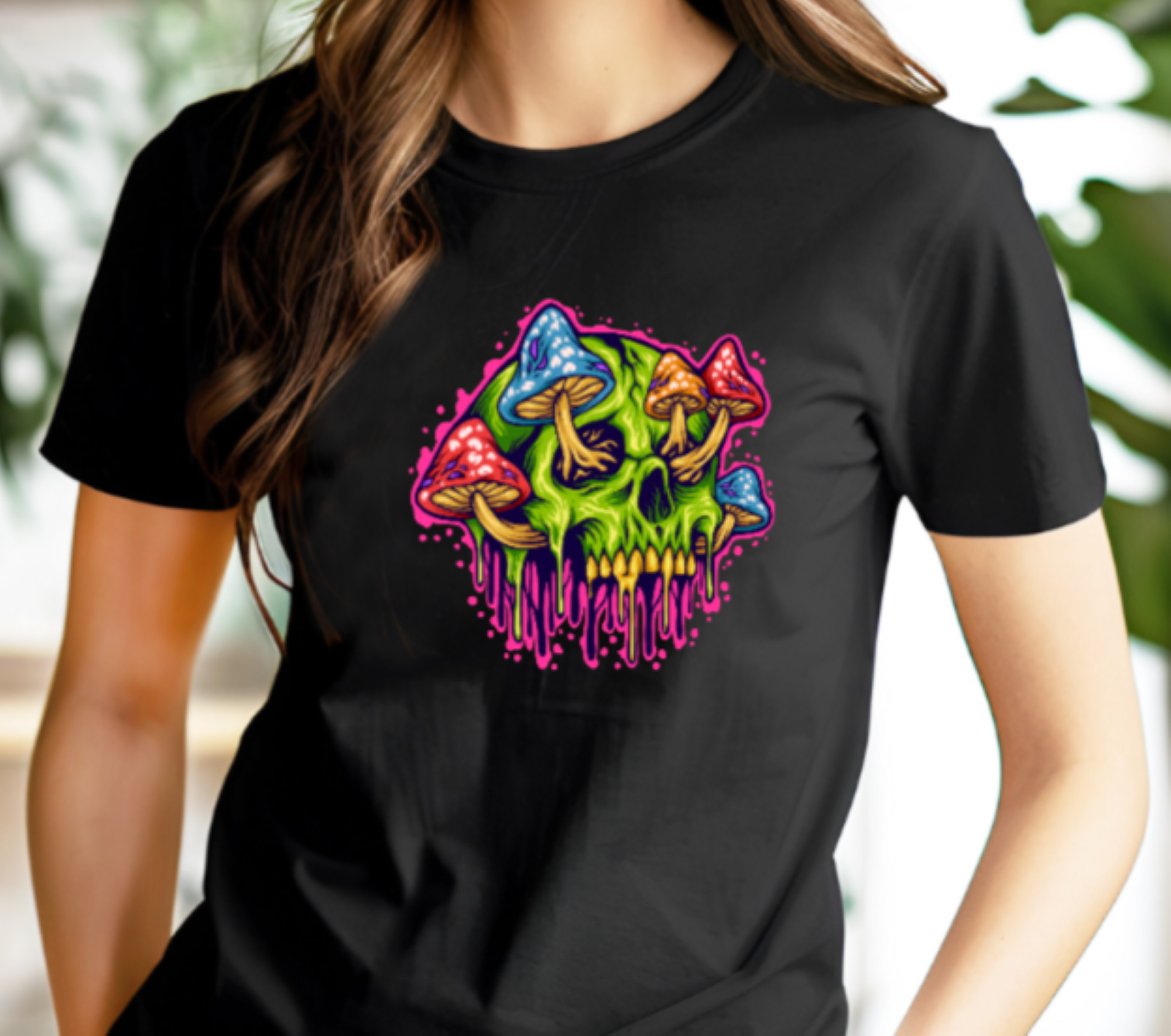 Mushroom Skull T-Shirt - Unisex Black Gothic Tee