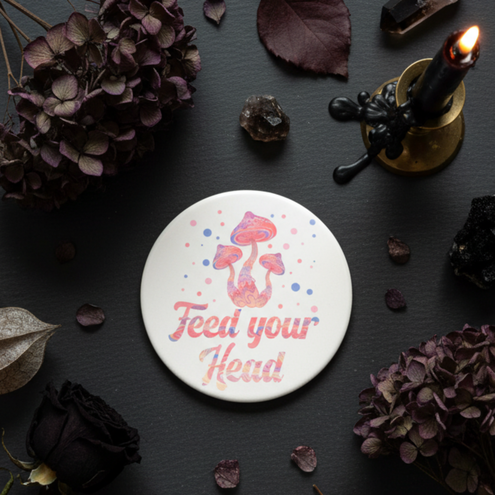 Mushroom Ceramic Coaster - Feed Your Head lifestyle