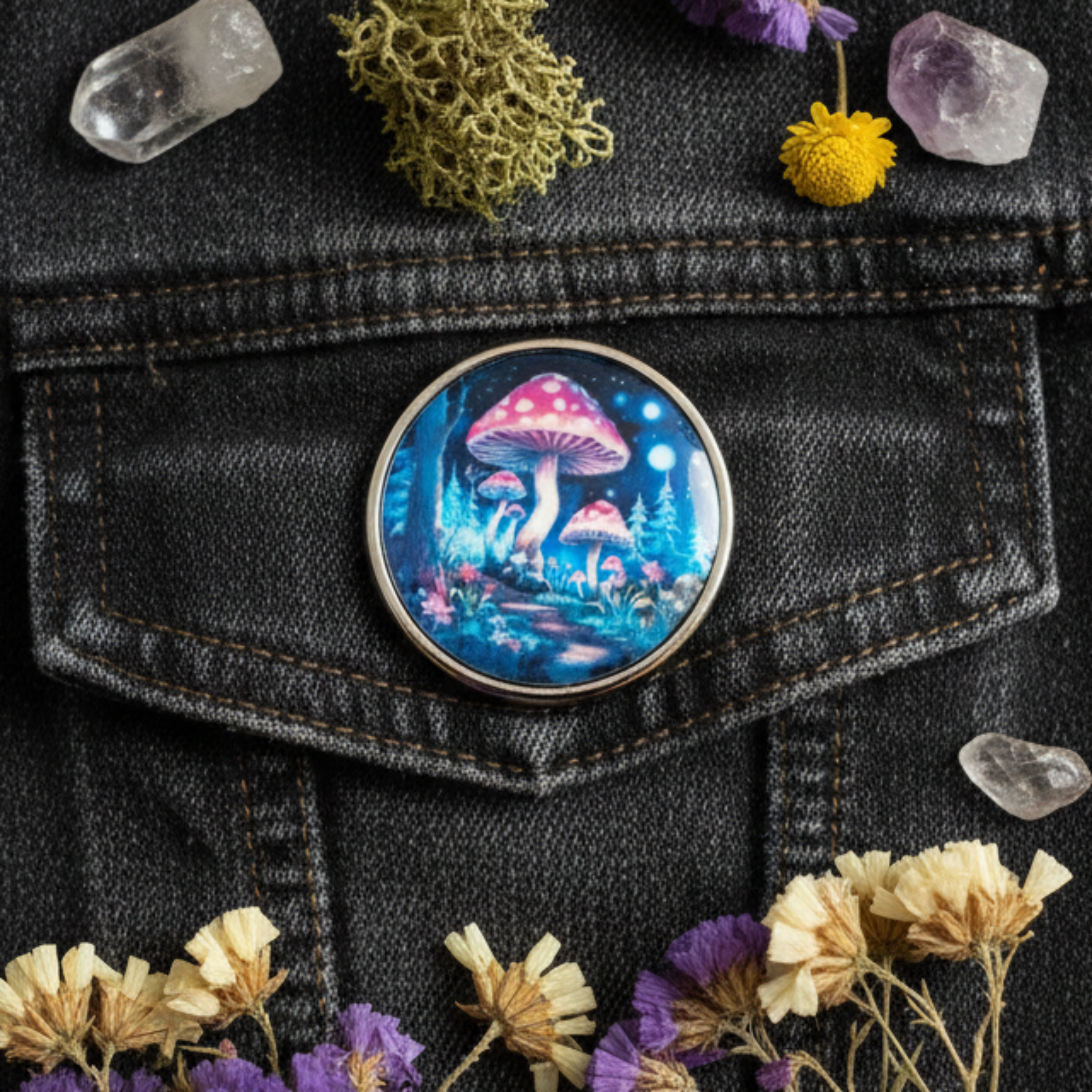 Mushroom Pin Badge Lifestyle