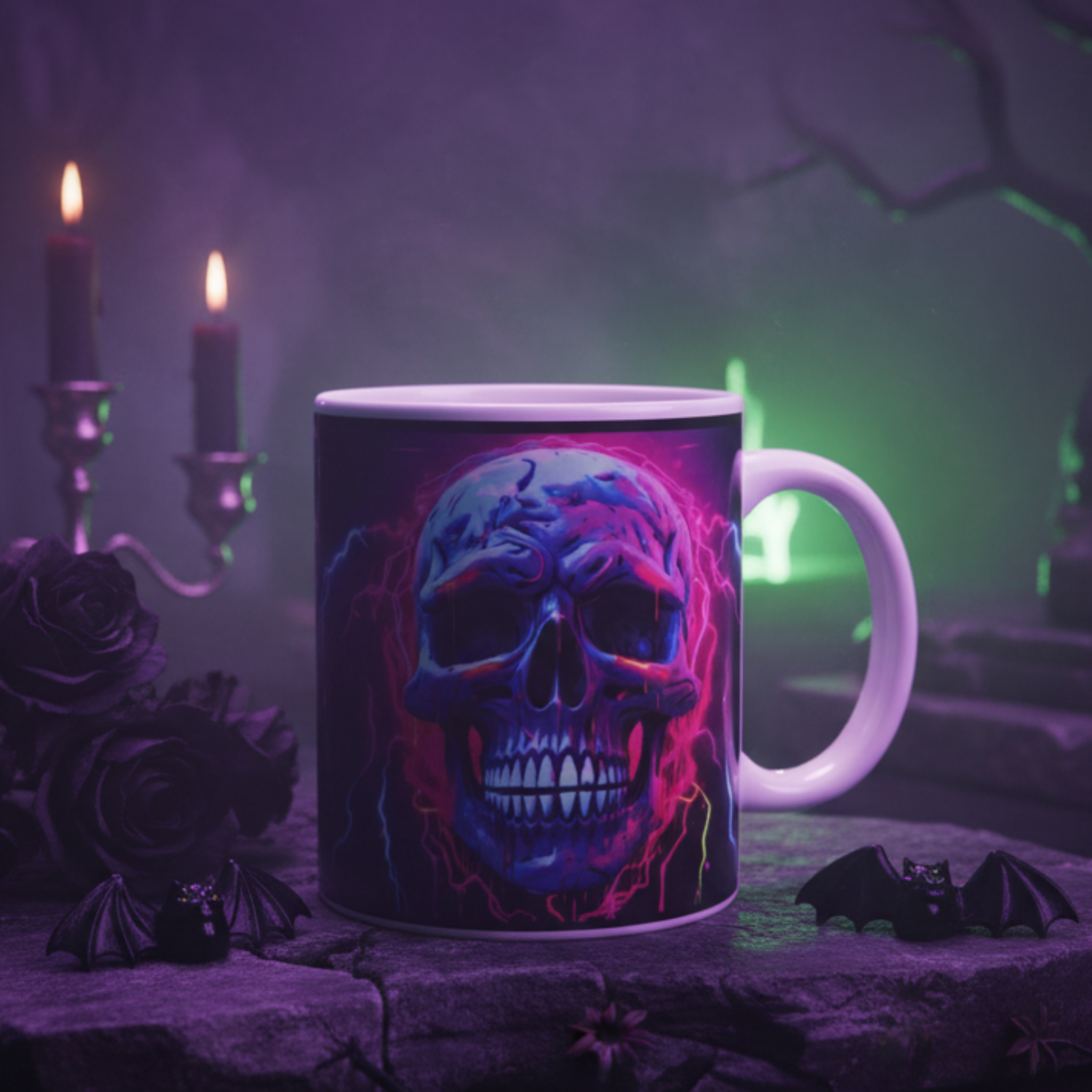Neon Skull Mug Lifestyle