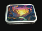 Neon mushroom forest tobacco tin — angled view