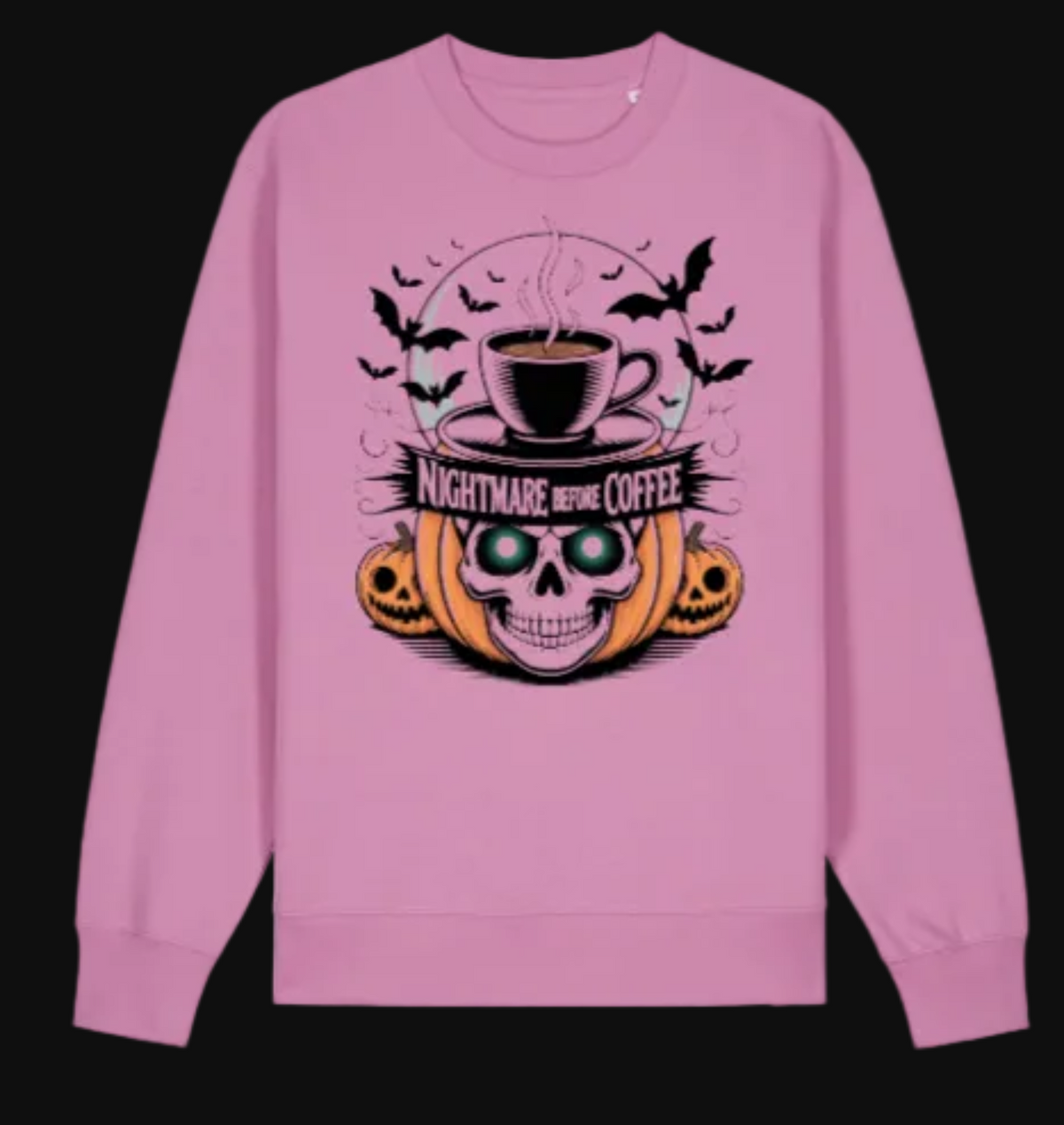 Nightmare Before Coffee sweatshirt in pink