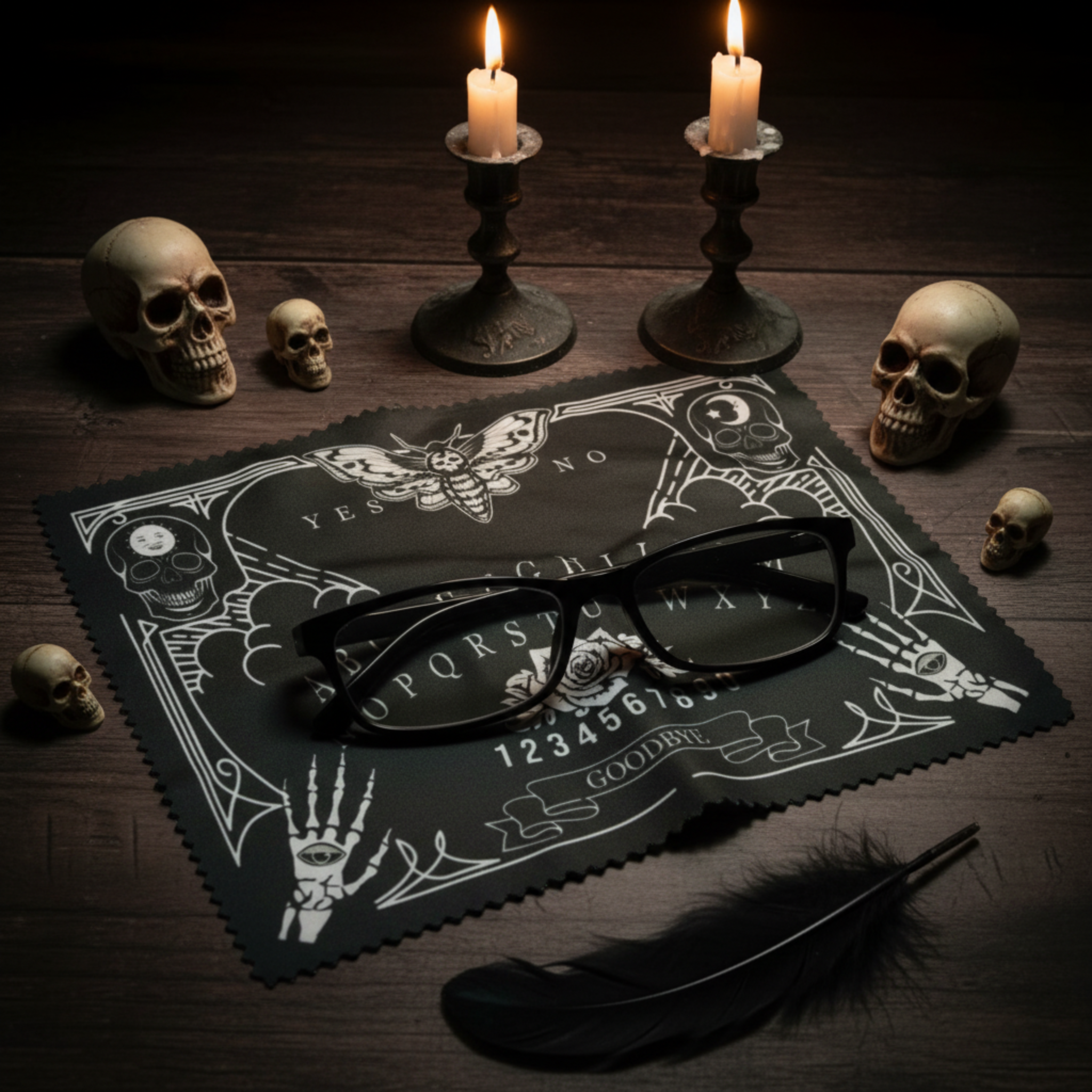Ouija Board Lens Cloth - With Glasses
