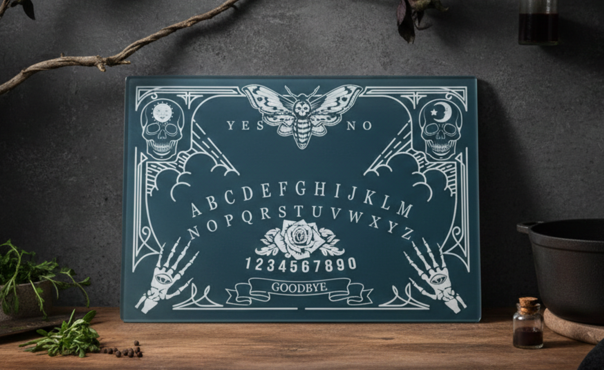Ouija Board Glass Placemat & Chopping Board - Halloween Occult Decor