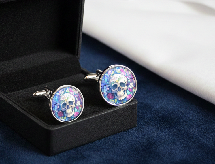 Gothic Skull Cufflinks, Gift for Goth