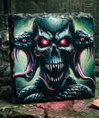 Skull & Snake Slate Coaster - Halloween Horror Decor