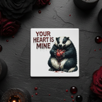 Valentine's Badger Coaster - Gothic Flat Lay