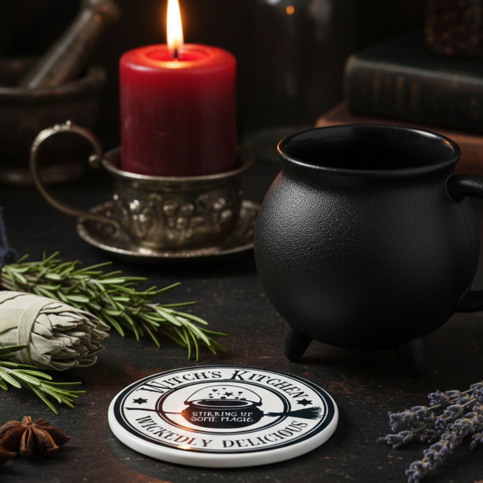 Witch Ceramic Coaster Lifestyle